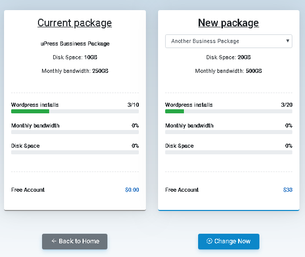 Current package and new package